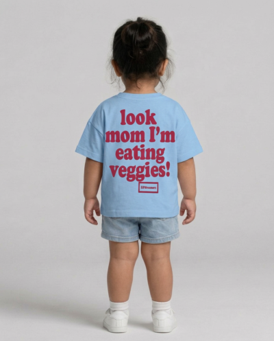 "Mom I Am Eating Veggies" (Blue) Girls 2-3 Y