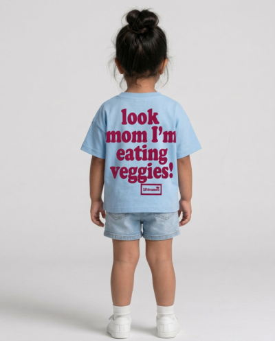 "Mom I Am Eating Veggies" (Blue) Girls 4-5 Y