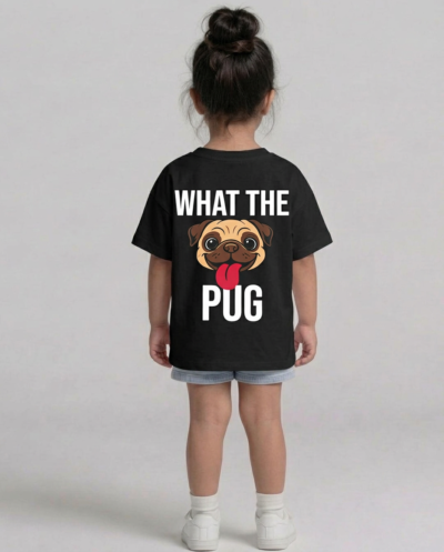 "What The Pug" (Black) Girls 6-7 Y