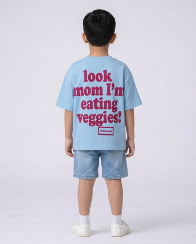 "Mom I Am Eating Veggies" (Blue) Boys 8-9 Y