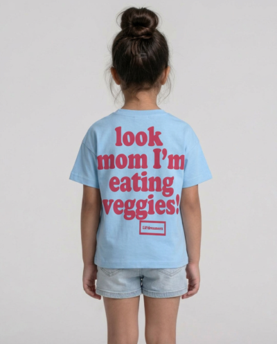 "Mom I Am Eating Veggies" (Blue) Girls 8-9 Y
