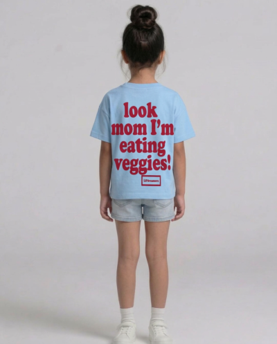 "Mom I Am Eating Veggies" (Blue) Girls 9-10 Y