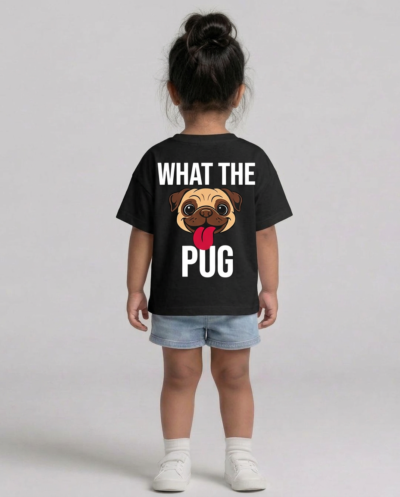 "What The Pug" (Black) Girls 4-5 Y